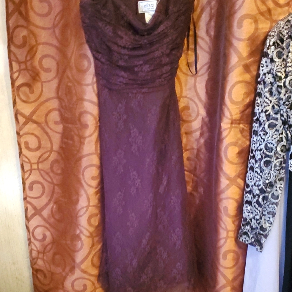 Eliza J Purple Cowl Neck Sheath Midi Dress